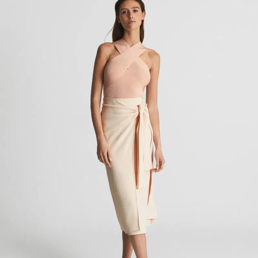 Reiss Alison Tie Waist Midi Pencil Skirt